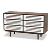 Baxton Studio Meike Two-Tone Walnut Brown and White Finished Wood 6-Drawer Dresser 169-10972